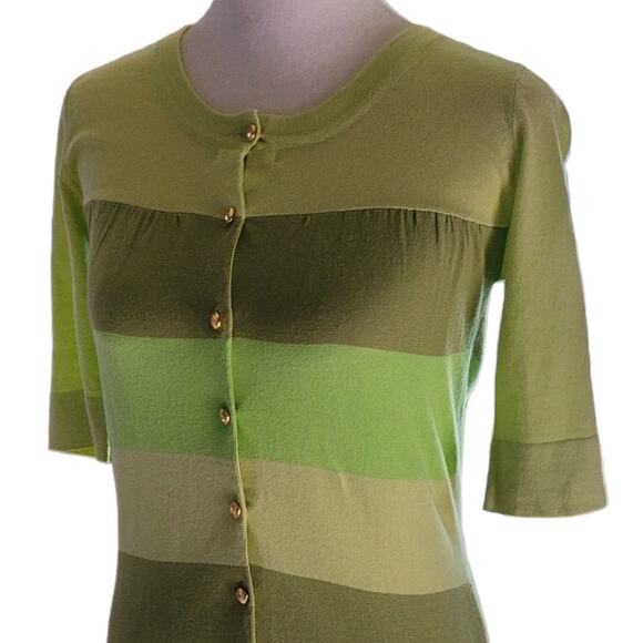 Charlotte Tarontola Lime Green Striped Jeweled Sweater Sz XS Preppy Fairy Twee - Picture 4 of 7